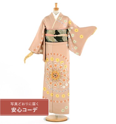 【写真どおりに届く安心コーデ】訪問着レンタル　訪問着Lサイズ　京友禅：大華紋　サーモンピンク