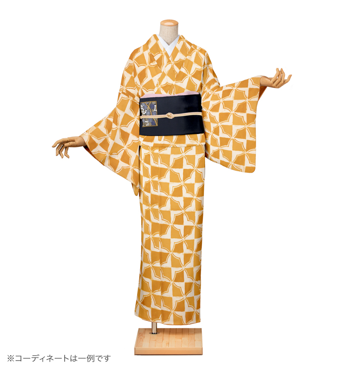 小紋レンタル　小紋SSサイズ　幾何文様　金色色