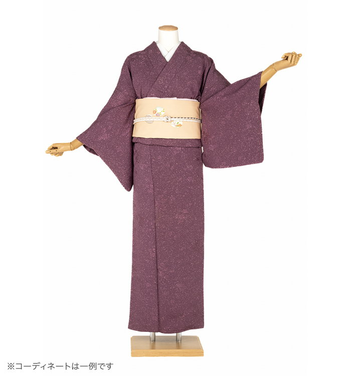 小紋レンタル　小紋SSサイズ　蝋纈染め　紅檜皮色