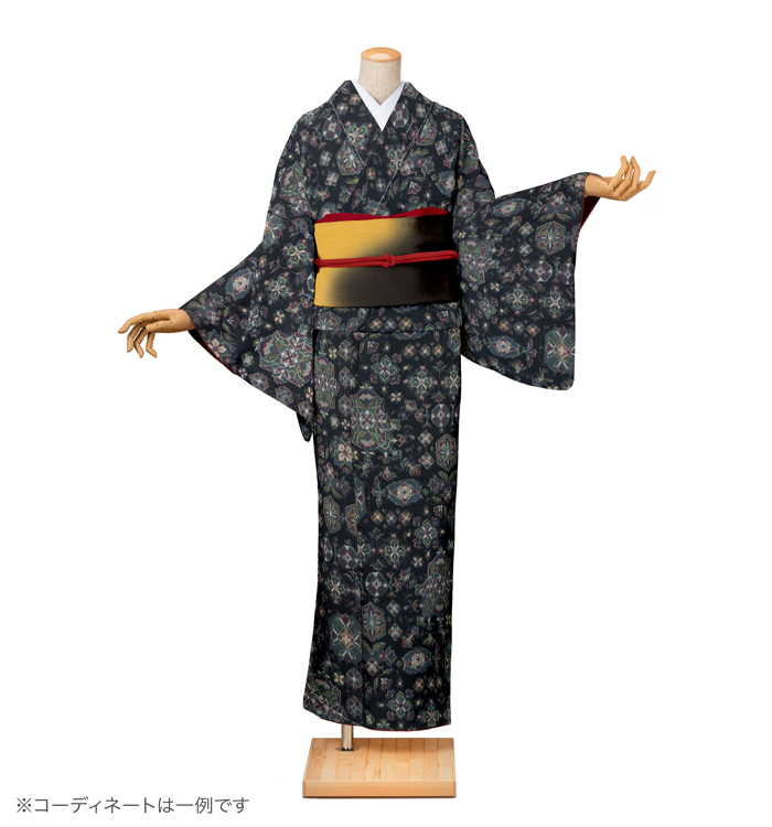 紬レンタル　紬SSサイズ　華文　百入茶色