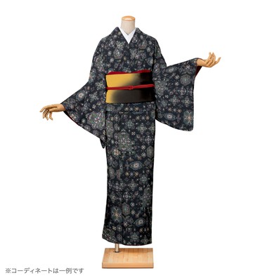 紬レンタル　紬SSサイズ　華文　百入茶色