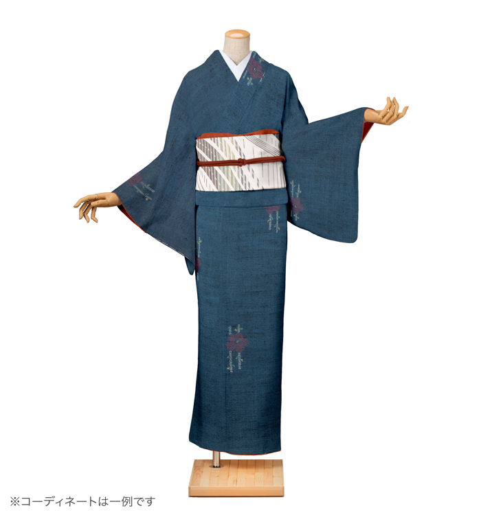 紬レンタル　紬SSサイズ　椿　褐返色