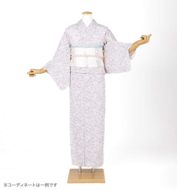 夏小紋レンタル　夏小紋SSサイズ　草花　白