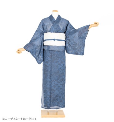 夏小紋レンタル　夏小紋Lサイズ　江戸更紗文様　濃藍色