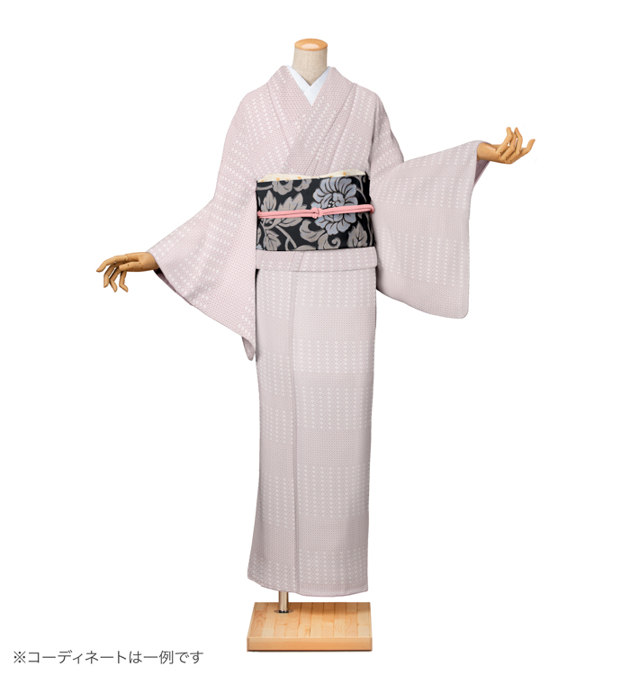 小紋レンタル　小紋Lサイズ　ブランド：HANAE MORI　花菱七宝段　梅鼠色