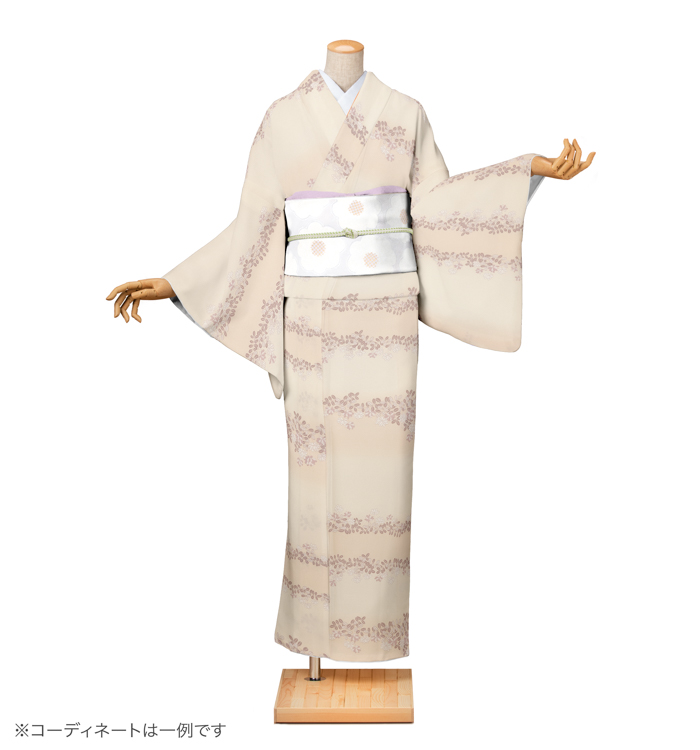 小紋レンタル　小紋Lサイズ　ブランド：HANAE MORI　萩　薄卵色
