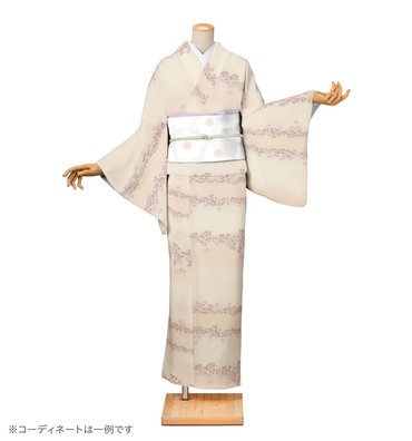 小紋レンタル　小紋Lサイズ　ブランド：HANAE MORI　萩　薄卵色