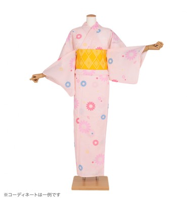 浴衣レンタル　浴衣Mサイズ　桜　ピンク