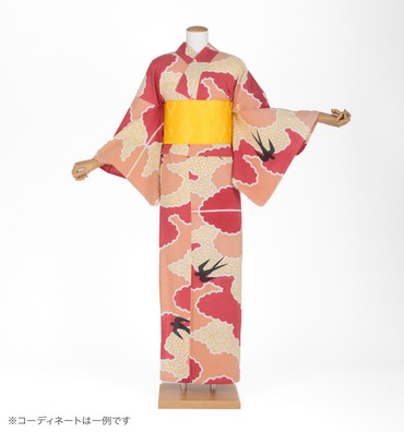  浴衣レンタル　浴衣Sサイズ　ブランド：tsumori chisato　燕　ピンク