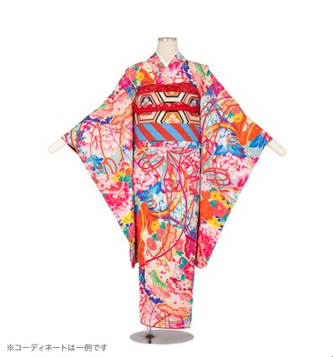 子供きもの　四ツ身帯セット　ブランド：ICHIHA　アンティーク着物復刻　百花繚乱