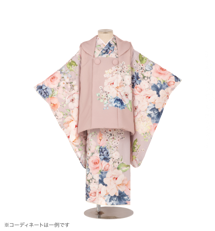 子供きもの　三ツ身被布セット　ブランド：ICHIHA　洋花　ローズピンク