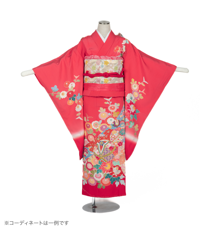子供きもの　四ツ身帯セット　京友禅：鞠に花