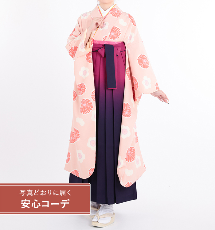 卒業式レンタル　振袖Mサイズ＋袴セット　ブランド：tsumori chisato　菊梅　ピンク