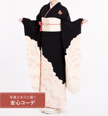 【写真どおりに届く安心コーデ】振袖レンタル　振袖Lサイズ　ブランド：tsumori chisato　松　黒