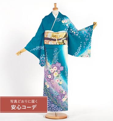 【写真どおりに届く安心コーデ】訪問着レンタル　訪問着Lサイズ　桜文、辻が花文
