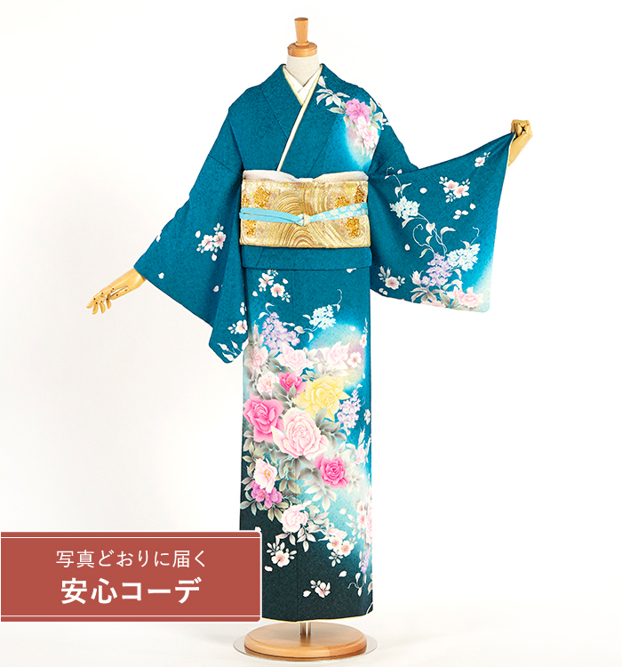 【写真どおりに届く安心コーデ】訪問着レンタル　訪問着LLサイズ　バラ、洋花