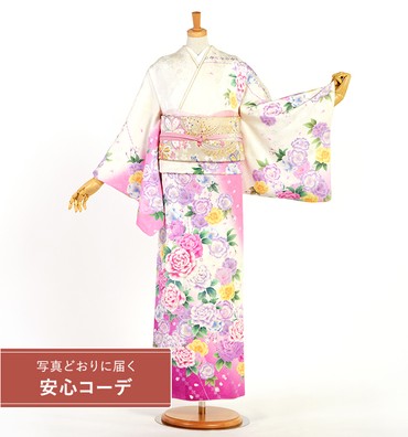 【写真どおりに届く安心コーデ】訪問着レンタル　訪問着LLサイズ　バラ、桜、オーナメント