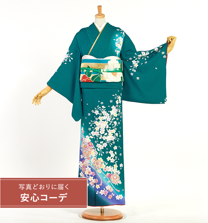 【写真どおりに届く安心コーデ】訪問着レンタル　訪問着Lサイズ　毬、組紐、桜