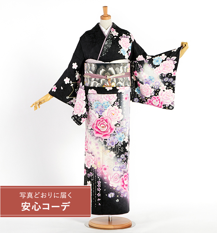 【写真どおりに届く安心コーデ】訪問着レンタル　訪問着LOサイズ　バラ、桜、蝶、星型