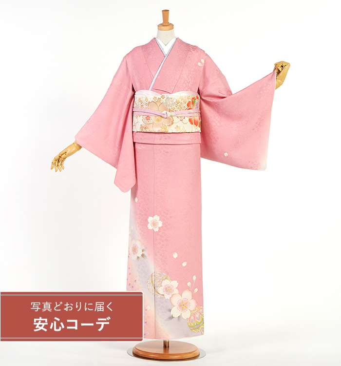 【写真どおりに届く安心コーデ】訪問着レンタル　訪問着Lサイズ　桜、毬