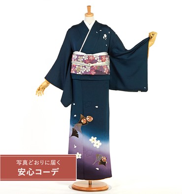 【写真どおりに届く安心コーデ】訪問着レンタル　訪問着MOサイズ　鈴、小槌、イチョウ、桜