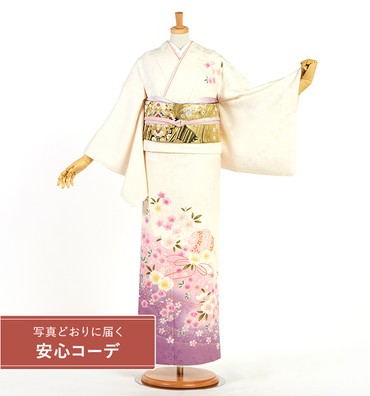 【写真どおりに届く安心コーデ】訪問着レンタル　訪問着Lサイズ　小槌、組紐、桜