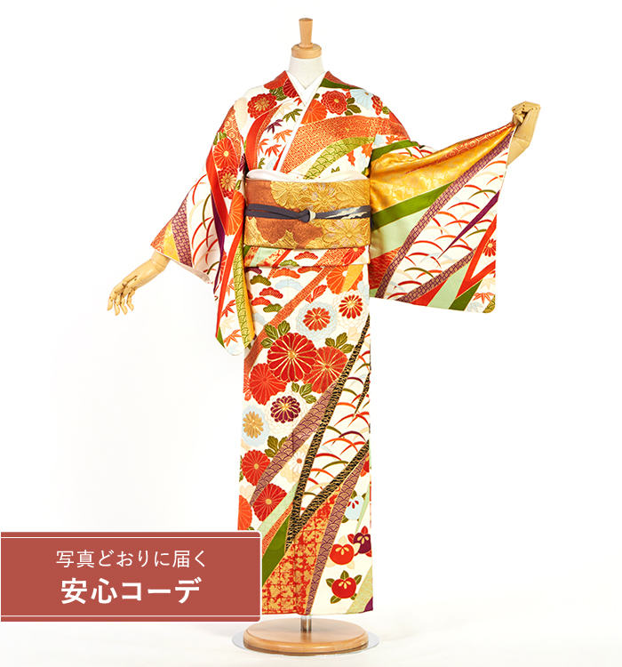 【写真どおりに届く安心コーデ】訪問着レンタル　訪問着Sサイズ　菊、松、橘、裂取り