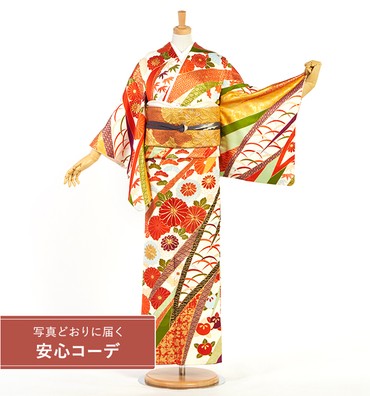 【写真どおりに届く安心コーデ】訪問着レンタル　訪問着Sサイズ　菊、松、橘、裂取り