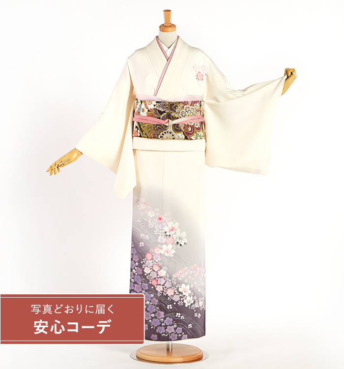 【写真どおりに届く安心コーデ】訪問着レンタル　訪問着LLサイズ　桜、波文、梅