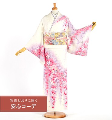 【写真どおりに届く安心コーデ】訪問着レンタル　訪問着LLサイズ　枝垂桜