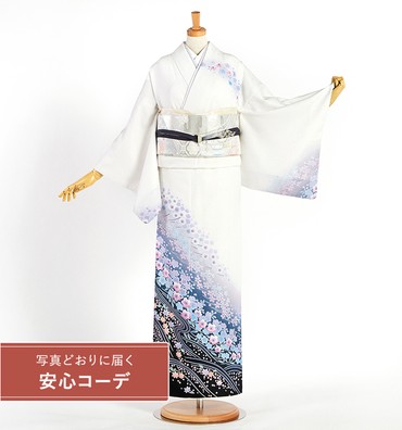 【写真どおりに届く安心コーデ】訪問着レンタル　訪問着LLサイズ　桜、梅、波文、楓