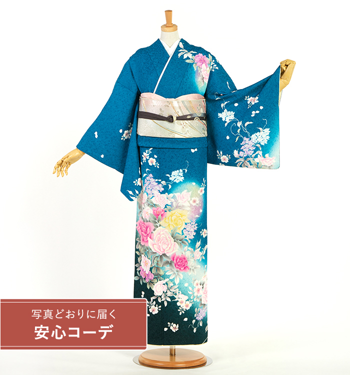 【写真どおりに届く安心コーデ】訪問着レンタル　訪問着LLサイズ　バラ、洋花