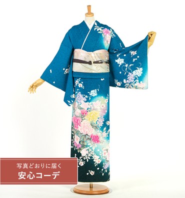 【写真どおりに届く安心コーデ】訪問着レンタル　訪問着LLサイズ　バラ、洋花
