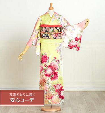 【写真どおりに届く安心コーデ】訪問着レンタル　訪問着Mサイズ　牡丹、リボン