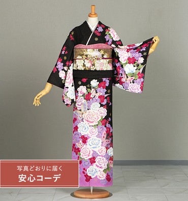 【写真どおりに届く安心コーデ】訪問着レンタル　訪問着Mサイズ　薔薇、蝶