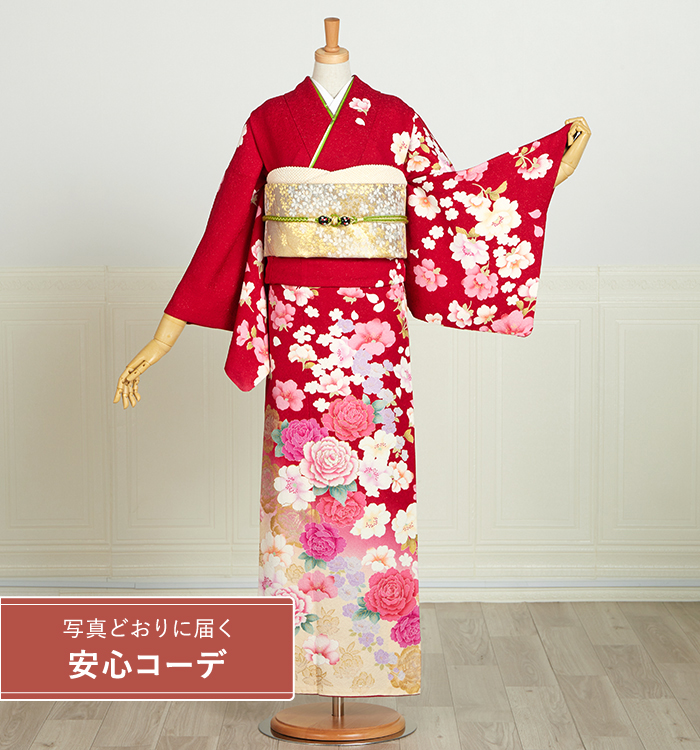 【写真どおりに届く安心コーデ】訪問着レンタル　訪問着Mサイズ　桜、牡丹
