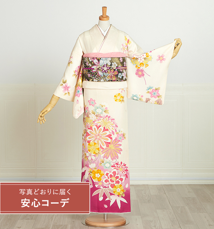 【写真どおりに届く安心コーデ】訪問着レンタル　訪問着Mサイズ　万寿菊、桜