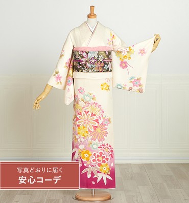 【写真どおりに届く安心コーデ】訪問着レンタル　訪問着Mサイズ　万寿菊、桜