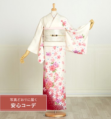 【写真どおりに届く安心コーデ】訪問着レンタル　訪問着LLサイズ　桜