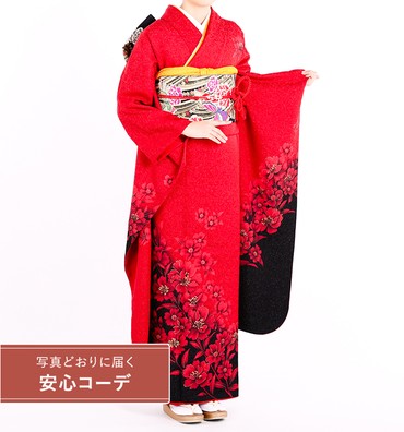 【写真どおりに届く安心コーデ】振袖レンタル　振袖Lサイズ　幻華　赤