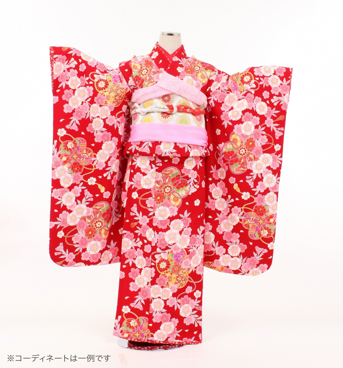 子供きもの　四ツ身帯セット　大桜