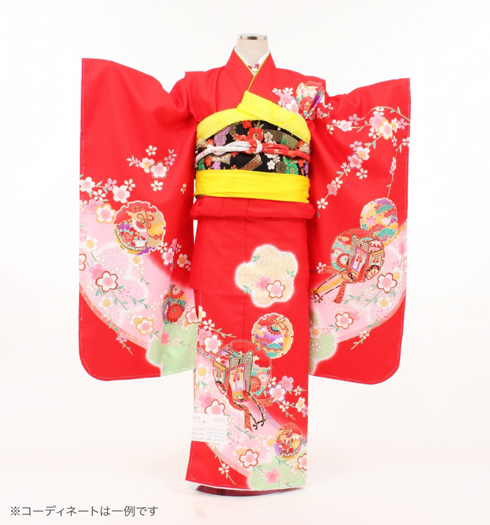 子供きもの　四ツ身帯セット　桜に雪輪