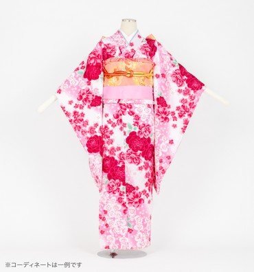 子供きもの　四ツ身帯セット　華　白
