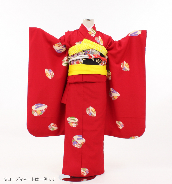 子供きもの　四ツ身帯セット　こっぽりうさぎ　赤