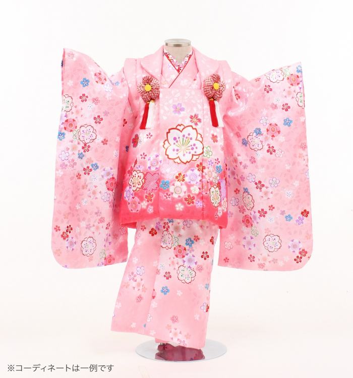 子供きもの　三ツ身被布セット　桜　ピンク