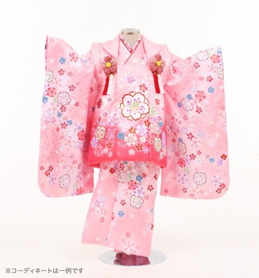 子供きもの　三ツ身被布セット　桜　ピンク