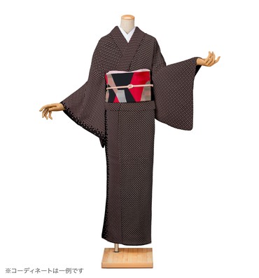 小紋レンタル　小紋Lサイズ　ブランド：撫松庵　十字絣　暗黒色