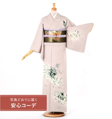 【写真どおりに届く安心コーデ】訪問着レンタル　訪問着LOサイズ　墨絵草花　薄紫