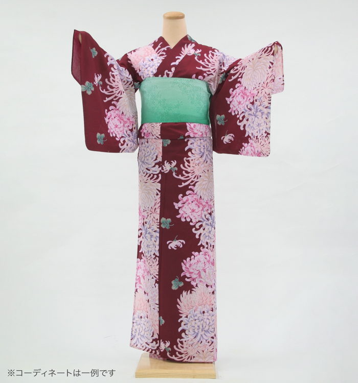 浴衣レンタル　浴衣Lサイズ　乱菊　小豆色