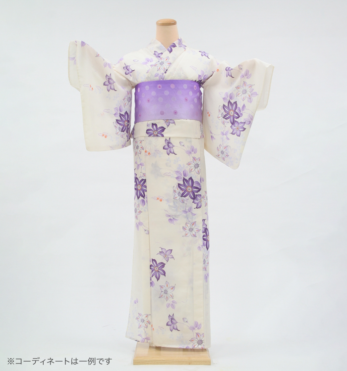 浴衣レンタル　浴衣Lサイズ　花遊び　生成り